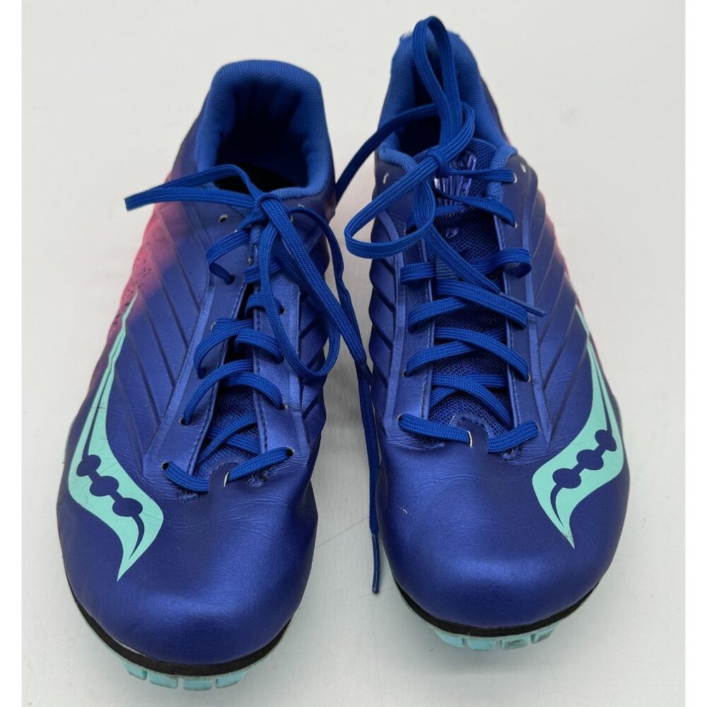Saucony Women's Spitfire 5 Running Spikes Performance Shoes Size 9.5 Blue Pink